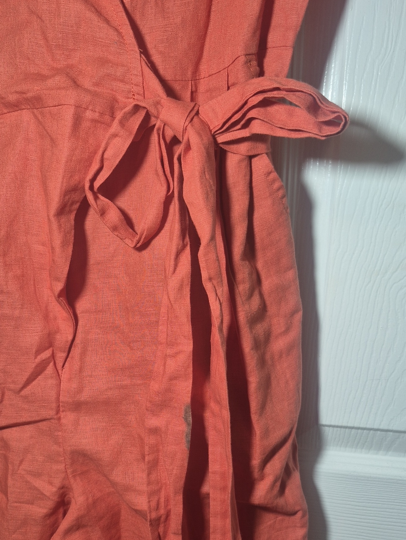 Nwd Grae Cove Linen Blend Belted Jumpsuit S Pumpkin Spice Ankle Cropped Romper — image 7 of 8